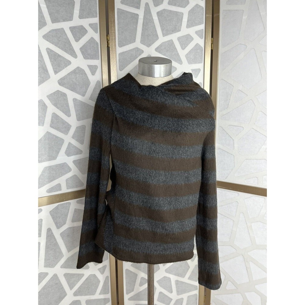 AIMEE G SOFT ASYMMETRICAL SWEATER Pullover M MADE IN USA Brown Gray